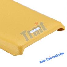 Заден предпазен твърд гръб / капак / за Sony Xperia J ST26i - жълт / имитиращ кожа