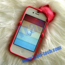 Силиконов гръб / калъф / TPU 3D Kiki за Apple iPhone 4 / 4S - червен