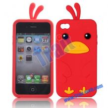 Силиконов гръб / калъф / TPU за Apple iPhone 4 / 4S - Angry Birds / червен