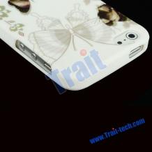 Силиконов калъф TPU за Apple iPhone 5 - бял с пеперуди