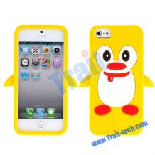 Силиконов гръб / калъф / TPU 3D за Apple iPhone 5 / 5S - Pinguin жълт