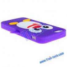 Силиконов гръб / калъф / TPU 3D за Apple iPhone 5 / 5S - Pinguin лилав