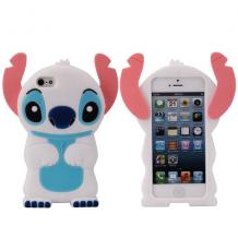 Силиконов калъф / гръб / TPU 3D за Apple iPhone 5 / 5S - Stitch / Стич / бял