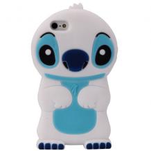 Силиконов калъф / гръб / TPU 3D за Apple iPhone 5 / 5S - Stitch / Стич / бял