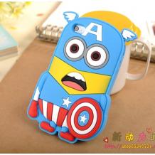 Силиконов калъф / гръб / TPU 3D за Apple iPhone 5 / iPhone 5S - син / Minion Captain America