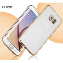 Твърд гръб / капак / G-Case Shiny Series за Samsung Galaxy S6 G920 - прозрачен със златен кант