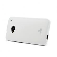 Луксозен силиконов гръб / калъф / TPU за HTC One M7- JELLY CASE Mercury / бял