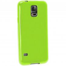 Ултра тънък силиконов калъф / гръб / TPU Ultra Thin Candy Case за Samsung Galaxy S5 Mini G800 - зелен / брокат