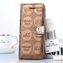 Луксозен кожен калъф Flip тефтер Michael Kors със стойка за Samsung Galaxy S6 G920 - кафяв / Flexi