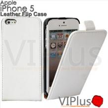 Кожен калъф тип Flip тефтер а Apple iPhone 5 / iPhone 5S / iPhone SE - White / бял /