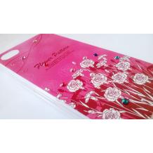 Заден предпазен твърд гръб / капак / с камъни за Apple iPhone 4 / 4S - розов с рози / Flower Pattern