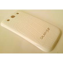 Оригинален предпазен капак / твърд гръб / за Samsung Galaxy S3 I9300 / Samsung SIII I9300 - Croco / бял