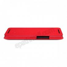 Луксозен кожен калъф Flip тефтер Nillkin за HTC One M7 - червен