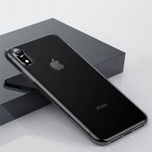 Луксозен силиконов гръб BASEUS Simplicity Series за Apple iPhone XR - черен / прозрачен