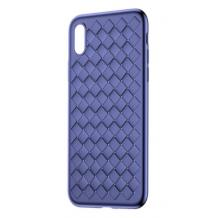 Луксозен гръб BASEUS Weaving Grid за Apple iPhone X - син