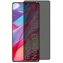 Privacy 5D full cover Tempered glass Full Glue screen protector Xiaomi Redmi Note 13 5G / Privacy Извит стъклен скрийн протектор с лепило от вътрешната страна за Xiaomi Redmi Note 13 5G - черен / прозрачен