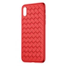 Луксозен гръб BASEUS Weaving Grid за Apple iPhone X - червен