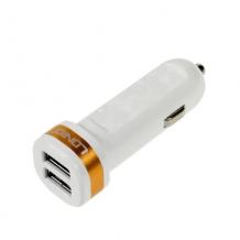 Универсално зарядно за кола DC 12V -24V / 2 USB Ports 5V / 2.1A LDNIO DL-C21 за Samsung , LG, HTC, Sony, Nokia, Huawei, ZTE, Apple, BlackBerry , Lenovo и други - бял