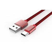 Оригинален USB кабел LDNIO Micro USB Cable LS-60 Type-C за Samsung, LG, HTC, Sony, Lenovo и други - червен / метален