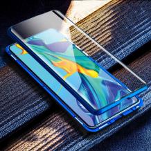 Магнитен калъф Bumper Case 360° FULL за Samsung Galaxy A40 - прозрачен / синя рамка
