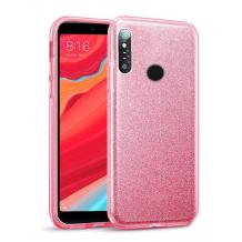 Силиконов калъф / гръб / TPU за Samsung Galaxy A20s - розов / брокат