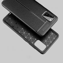 Луксозен силиконов калъф / гръб / TPU за Samsung Galaxy A41 A415 - черен / имитиращ кожа