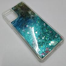 Луксозен силиконов калъф / гръб / tpu 3D Water Case за Samsung Galaxy A51 - мрамор / зелен брокат