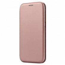 Луксозен кожен калъф Flip тефтер със стойка OPEN за Samsung Galaxy A51 - Rose Gold