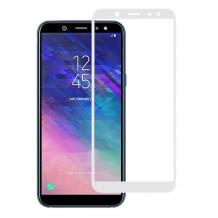 3D full cover Tempered glass Full Glue screen protector Samsung Galaxy A6 Plus 2018 / Извит стъклен скрийн протектор с лепило от вътрешната страна за Samsung Galaxy A6 Plus 2018 - бял