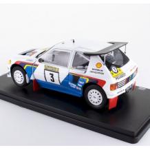 Метална кола Peugeot 205 Turbo 16 EVO 2 - Salonen-Harjanne - 1000 Lakes Rally 1985 - Hachette 1:24