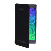 Кожен калъф Flip Cover тип тефтер за Samsung Galaxy Alpha G850 - черен