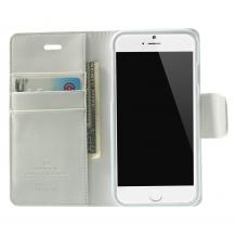 Луксозен кожен калъф Flip тефтер със стойка Mercury Goospery Sonata Diary Case за Apple iPhone 6 4.7" - бял
