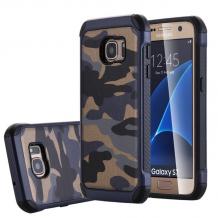 Твърд гръб със силиконов кант Camo Series за Samsung Galaxy S7 G930 - синьо-сив / камуфлаж