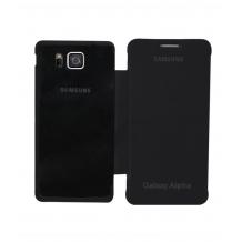Кожен калъф Flip Cover тип тефтер за Samsung Galaxy Alpha G850 - черен