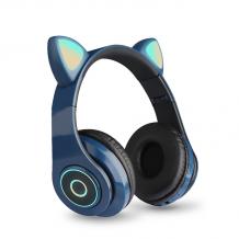 Стерео LED слушалки Bluetooth Cat Ear CT-86 / Wireless Headphones / безжични LED слушалки Cat Ear CT-86 - тъмно сини