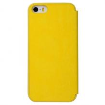 Луксозен кожен калъф Flip тефтер S-View Baseus Terse Leather Case за Apple iPhone 5 / iPhone 5S - жълт