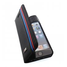 Оригинален кожен калъф Flip тефтер BMW за Apple iPhone 6 4.7" - черен / Carbon