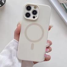 Луксозен гръб / кейс / Smooth Guard Silicone Case с безжично зареждане MagSafe за Apple iPhone 16 Pro (6.3) - бял