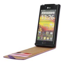 Кожен калъф Flip тефтер за LG Optimus L7 P700 - лилав