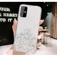 Силиконов калъф / гръб / TPU Brillant Clear Case за Samsung Galaxy A03s - прозрачен / сребрист брокат