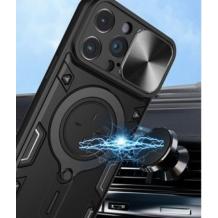 Удароустойчив гръб TPU кейс Slide Camera Case Magnetic Finger Ring Car Holder за Realme C53 - черен