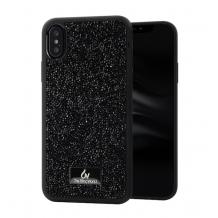 Луксозен твърд гръб с камъни за Samsung Galaxy A70 - черен
