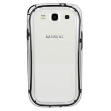 Bumper силиконова обвивка за Samsung Galaxy S3 S III SIII I9300 - прозрачно и черно