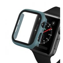 Луксозен кейс 2in1 3D 360° Full Cover Tempered glass за Apple Watch Series 40mm - тъмно зелен