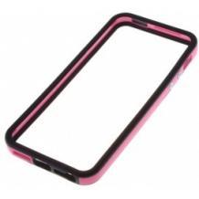 Силиконова обвивка за Apple iPhone 5 / 5S - Bumper черно и розово