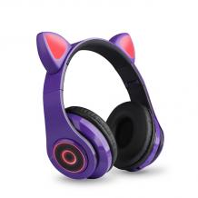 Стерео LED слушалки Bluetooth Cat Ear CT-86 / Wireless Headphones / безжични LED слушалки Cat Ear CT-86 - лилави