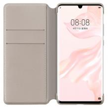 Оригинален калъф Wallet Cover 51992870 за Huawei P30 Pro - кафяв