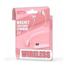 Магнитни Bluetooth Handsfree / Стерео слушалки Yookie SPORT Magnet K342 - розови