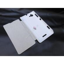 Кожен калъф Flip Cover тип тефтер за Sony Xperia L S36h - бял
