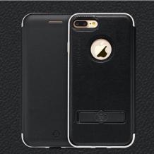 Луксозен кожен калъф Flip тефтер TOTU Design Acme Series със стойка за Apple iPhone 7 Plus - черен